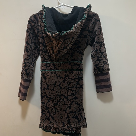Matilda Jane Kids Robe with Pockets & Hood Size 4 - Velour Brown Floral - Picture 6 of 12